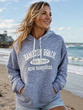 U.S  Apparel Hoodie Women's Size L Hampton Beach New Hampshire Lt.Blue #beach